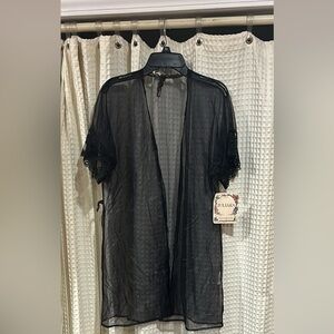 🖤 Juliara Black Sheer Lace Robe or CoverUp - Size Medium